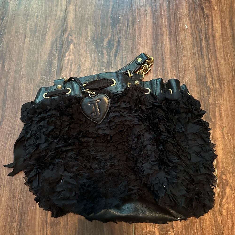juicy couture black ruffle bag
